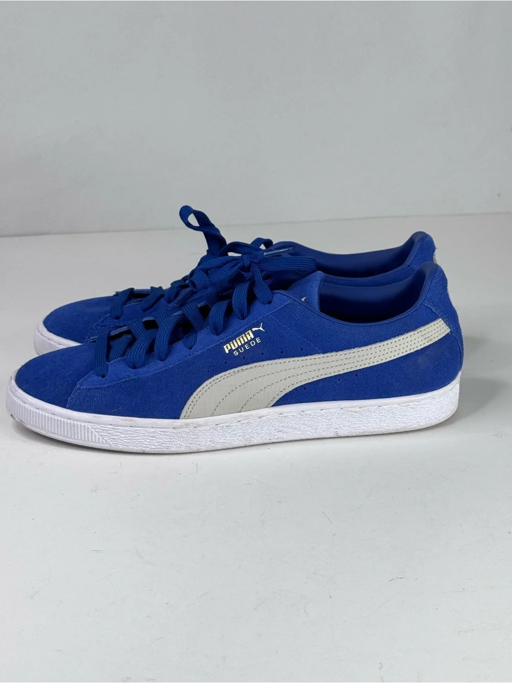 Puma Men’s Royal Blue Suede Sneakers with Cream Formstripe